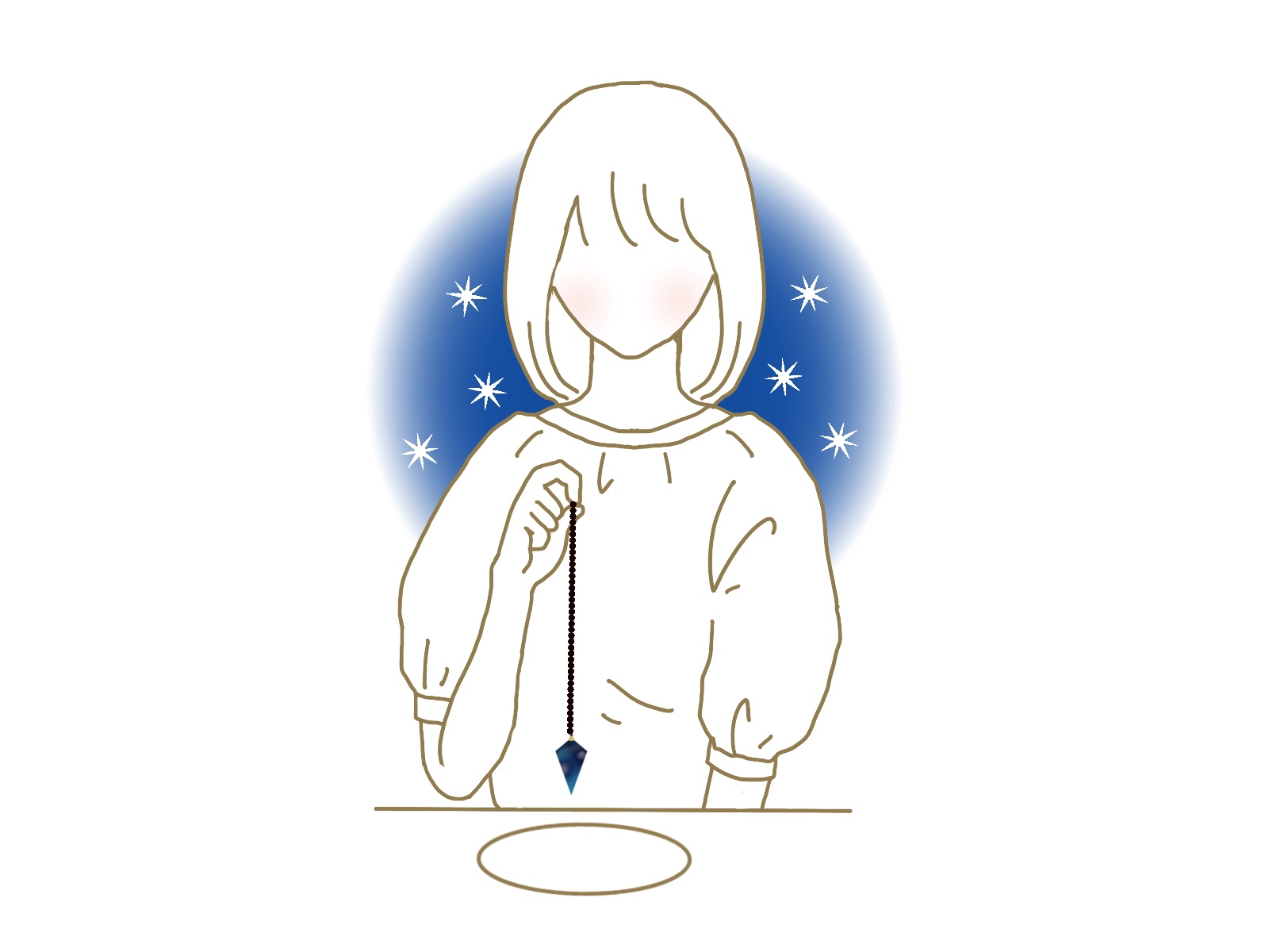 イラスト　ダウジングする女性